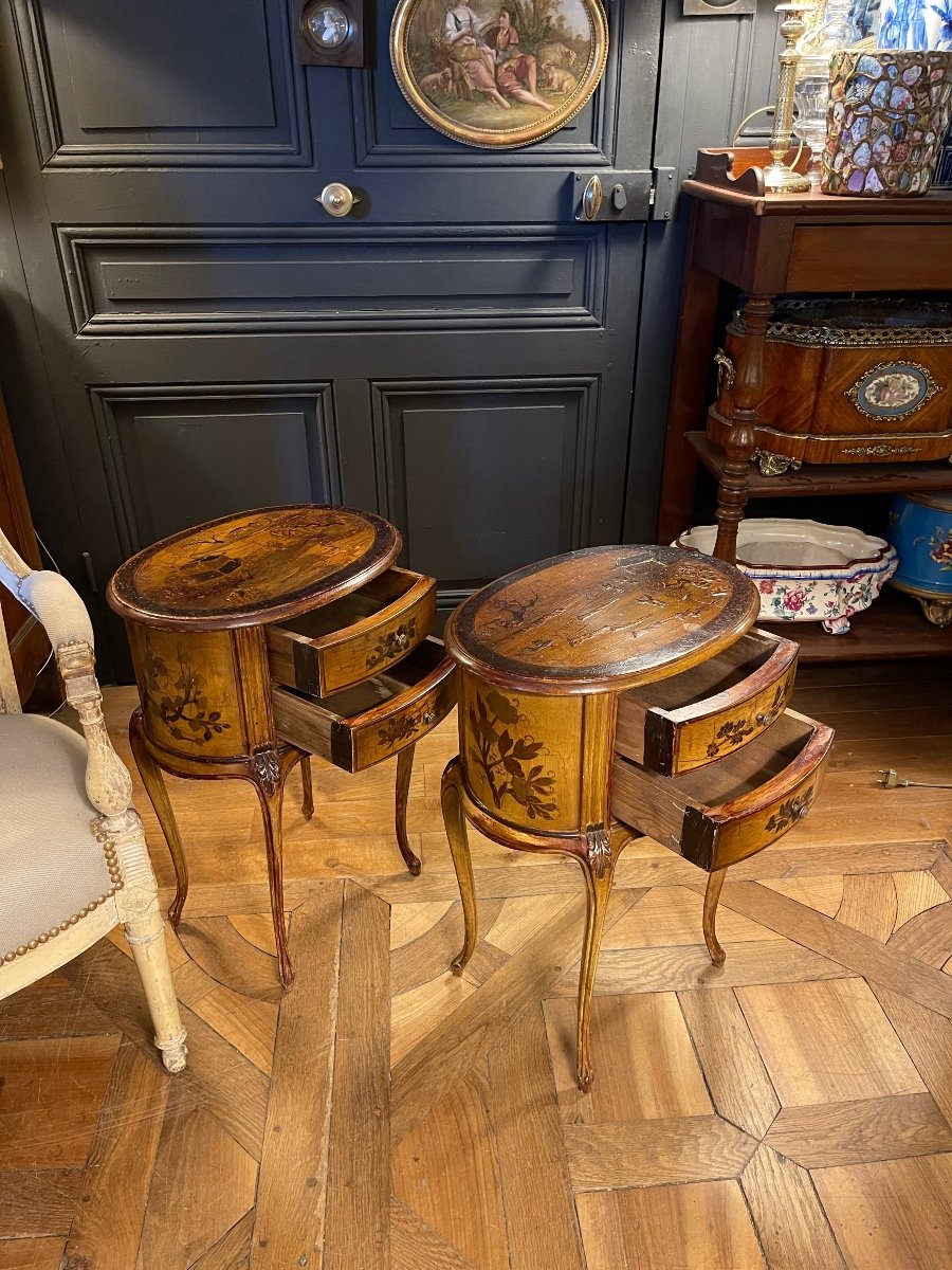 Pair Of Painted Wood Bedside Tables-photo-3