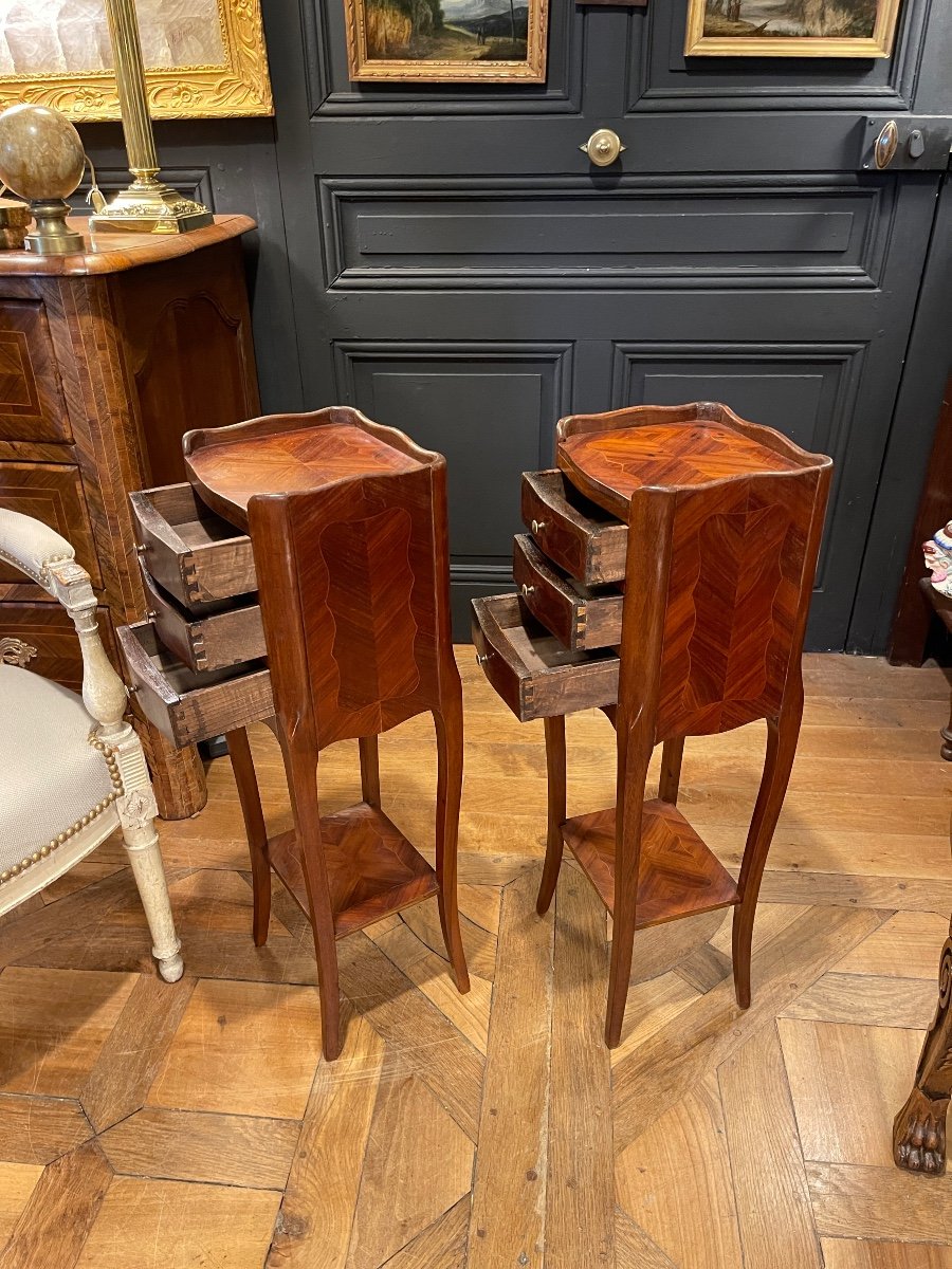 Pair Of Small Marquetry Bedside Tables-photo-3