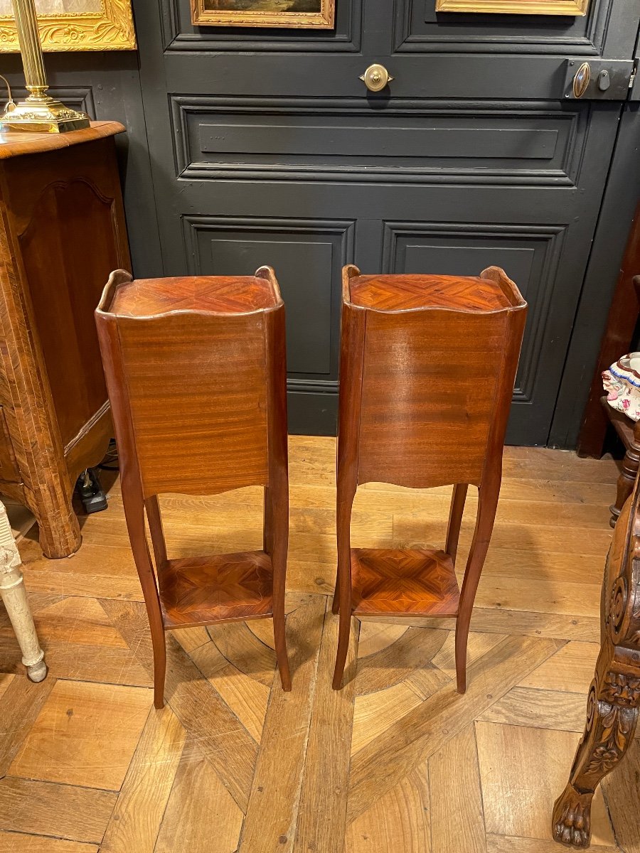 Pair Of Small Marquetry Bedside Tables-photo-4