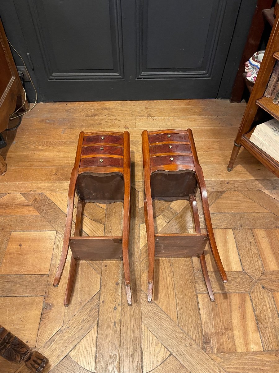 Pair Of Small Marquetry Bedside Tables-photo-4