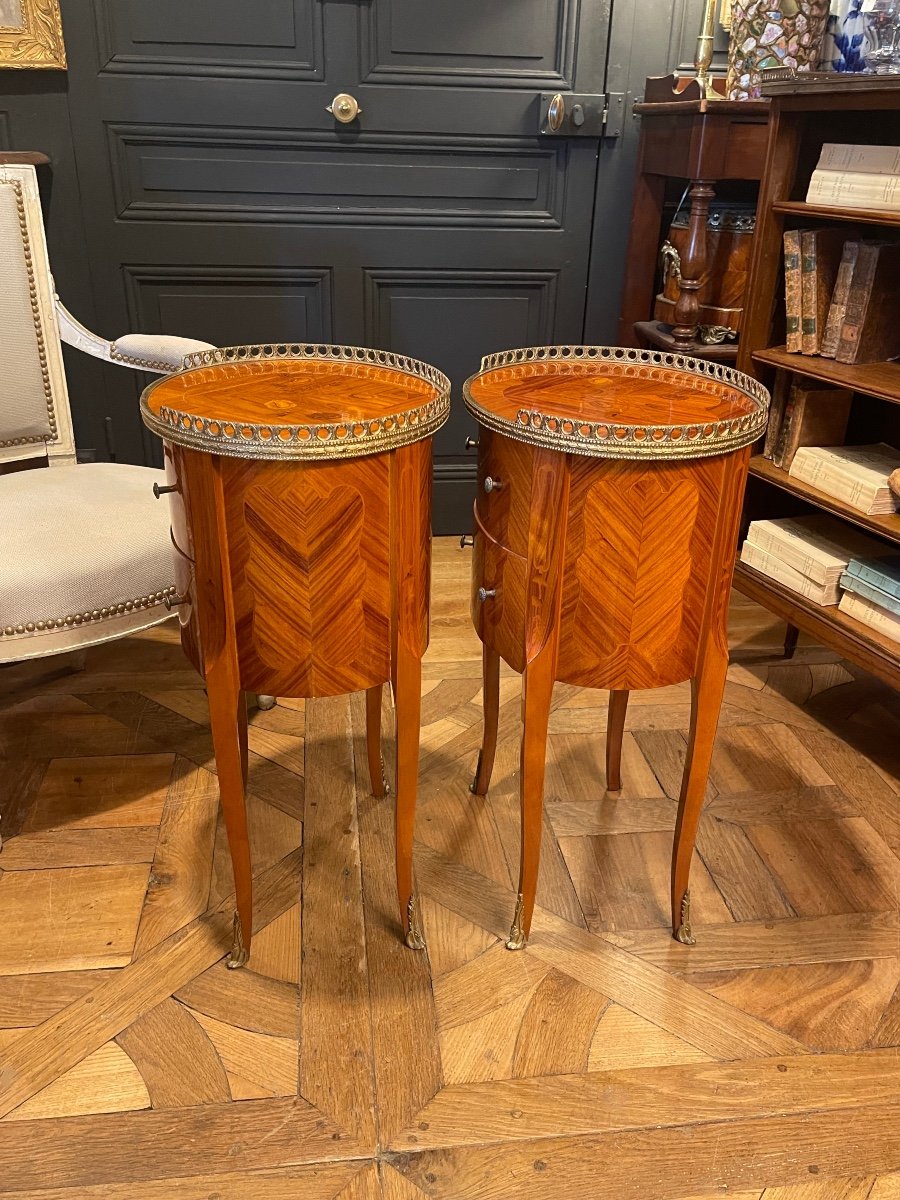 Pair Of Drum Bedside Tables -photo-1