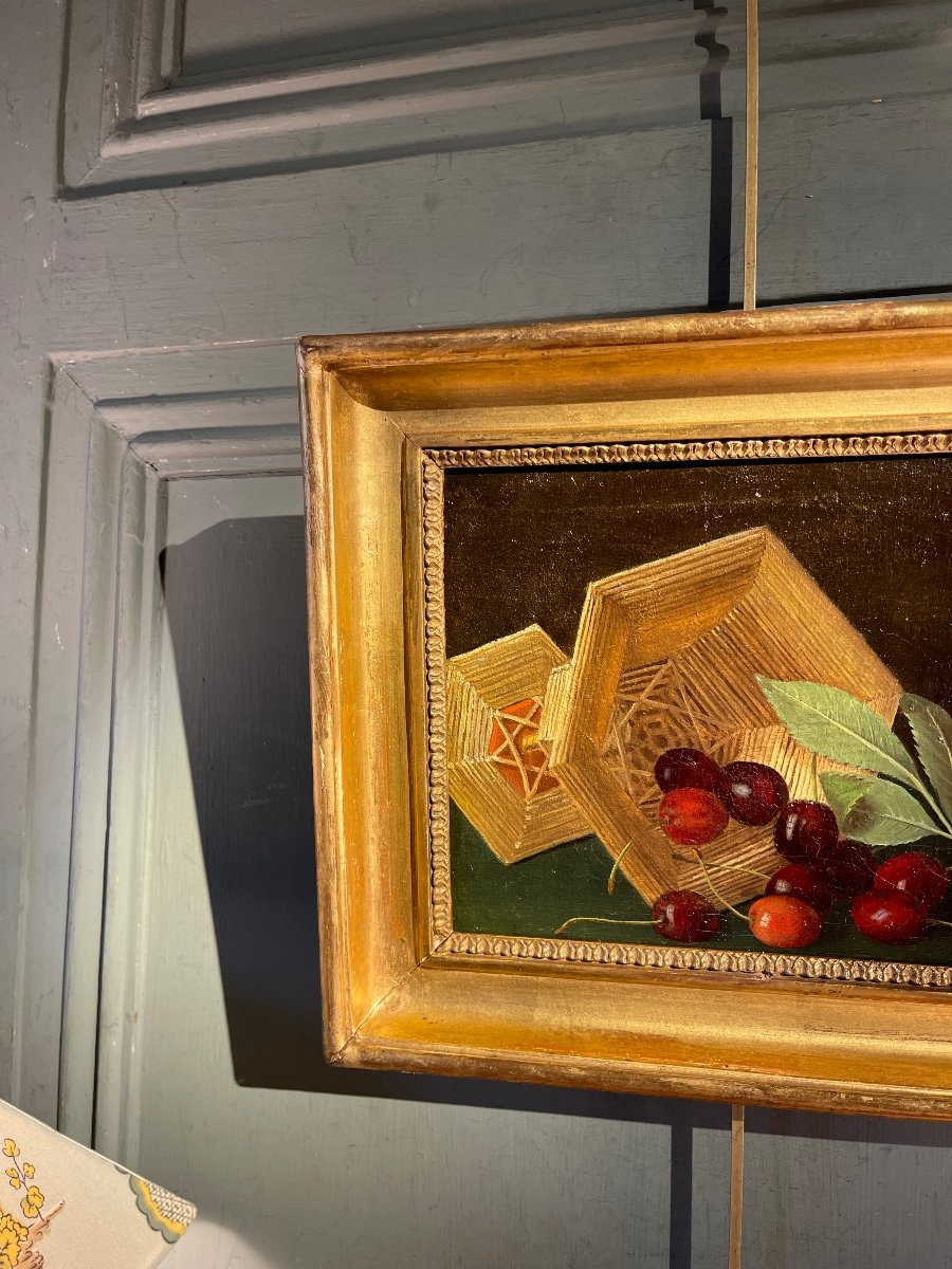 Small Still Life With Cherries 19th Century-photo-2