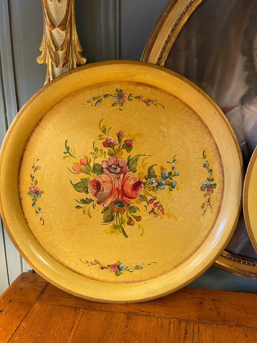 Pair Of Painted Sheet Trays, Diameter 45 Cm-photo-2