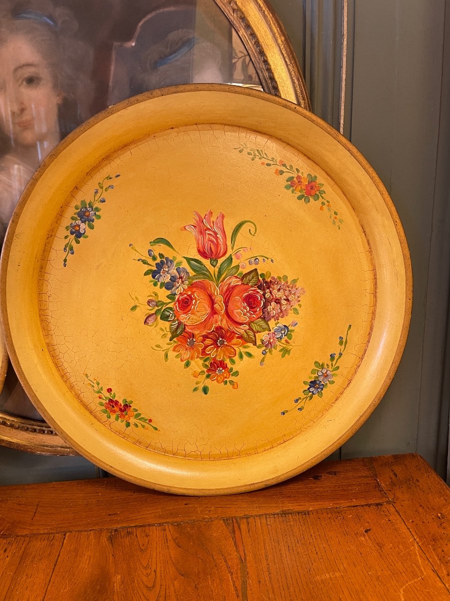 Pair Of Painted Sheet Trays, Diameter 45 Cm-photo-3