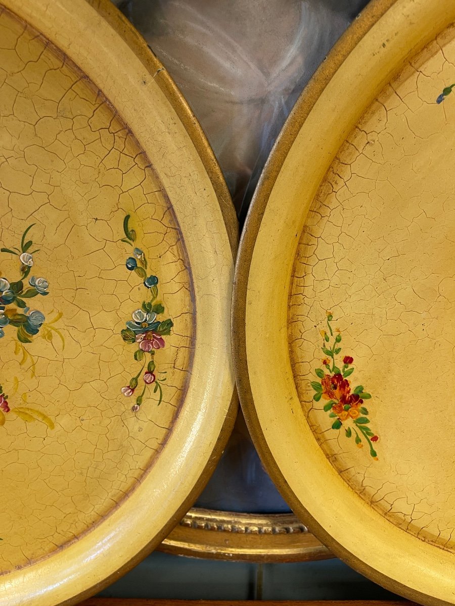 Pair Of Painted Sheet Trays, Diameter 45 Cm-photo-2