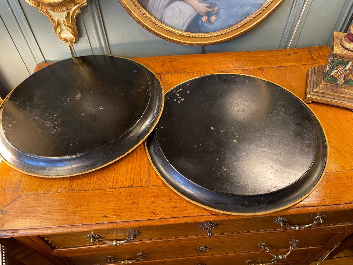 Pair Of Painted Sheet Trays, Diameter 45 Cm-photo-6