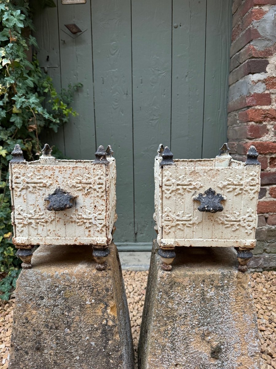 Pair Of 19th Century Cast Iron Planters-photo-2