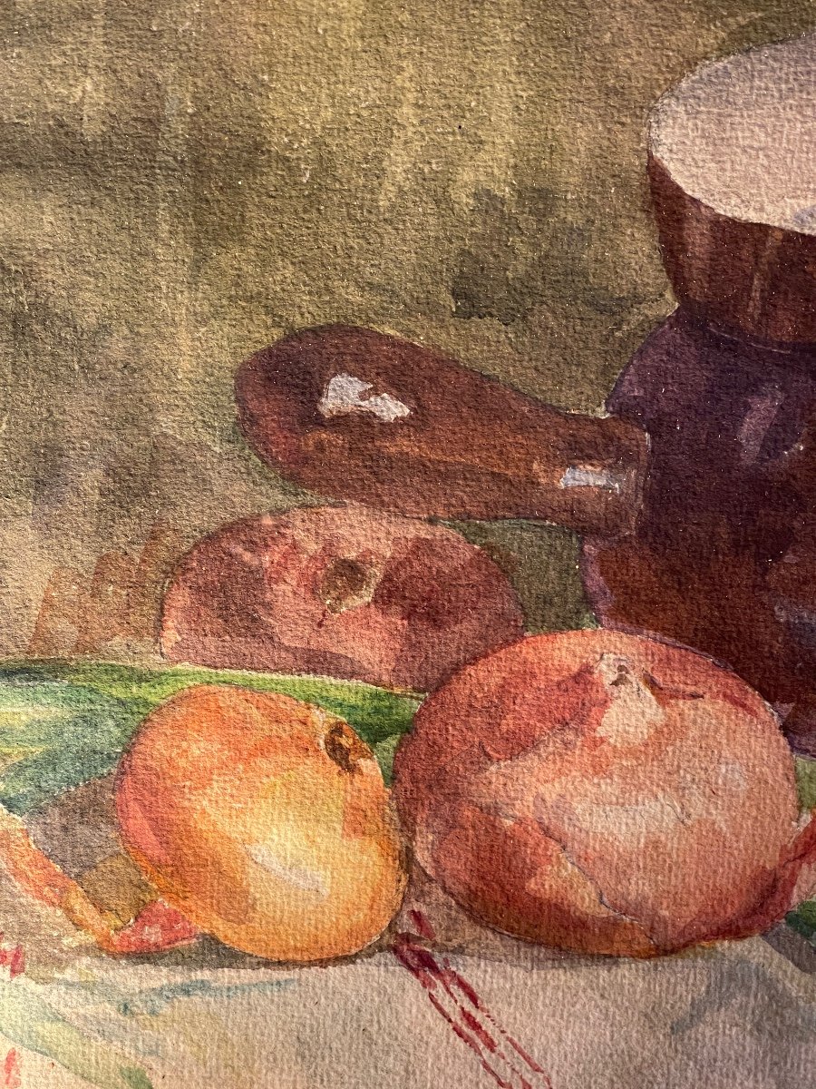 Nature Morte Aux Oignons, Aquarelle-photo-1