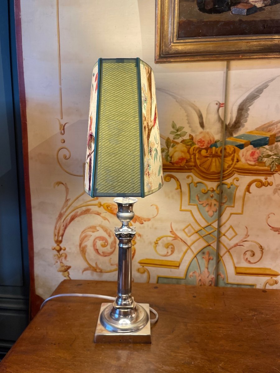 Silver Metal Lamp, Height 47 Cm-photo-4