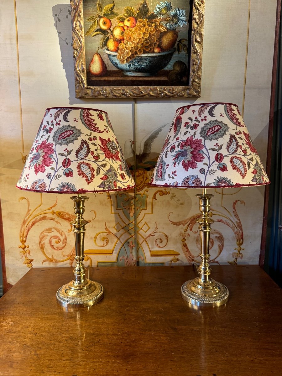 Pair Of Bronze Lamps, Height 51 Cm-photo-4