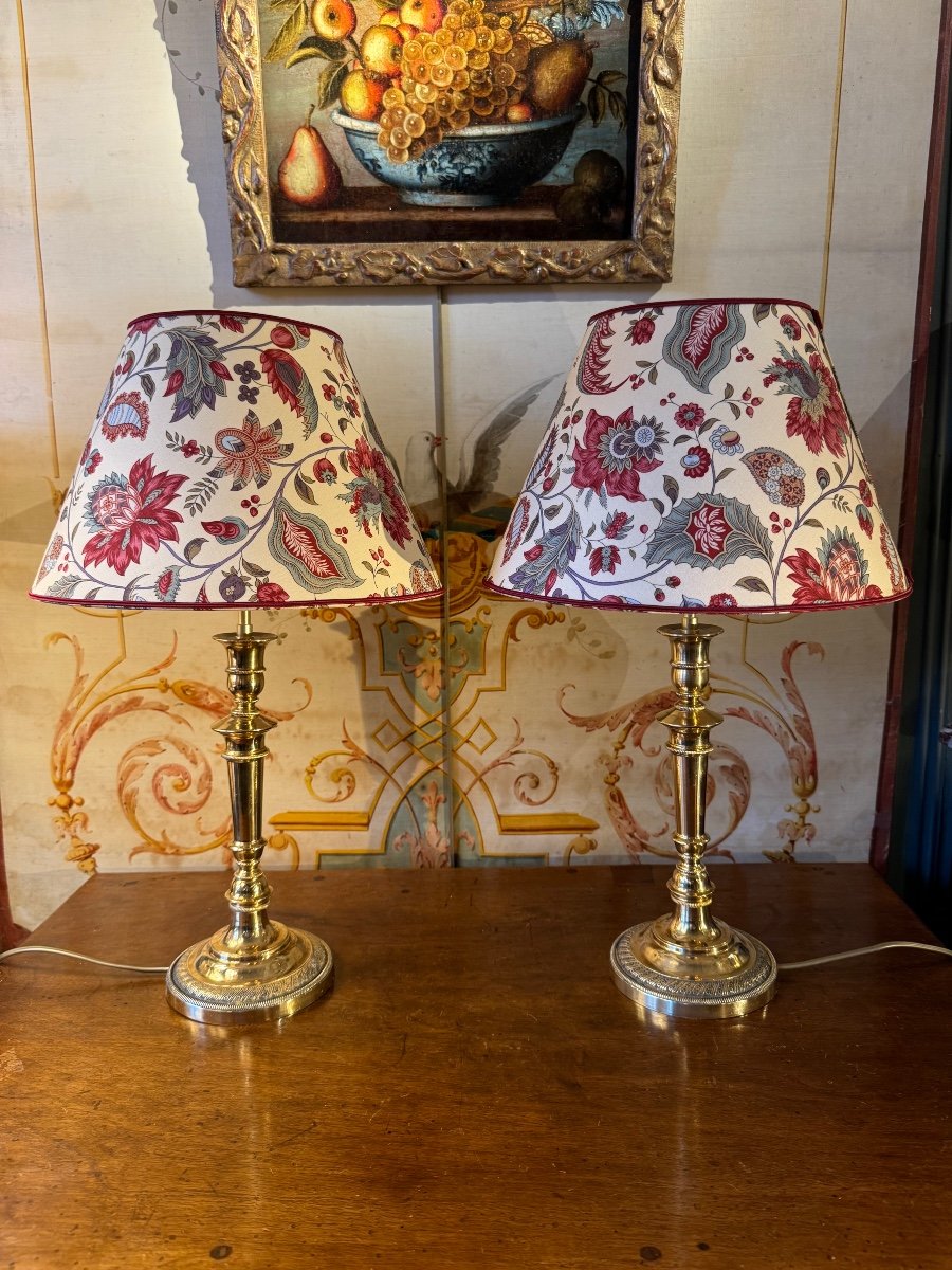 Pair Of Bronze Lamps, Height 51 Cm-photo-1