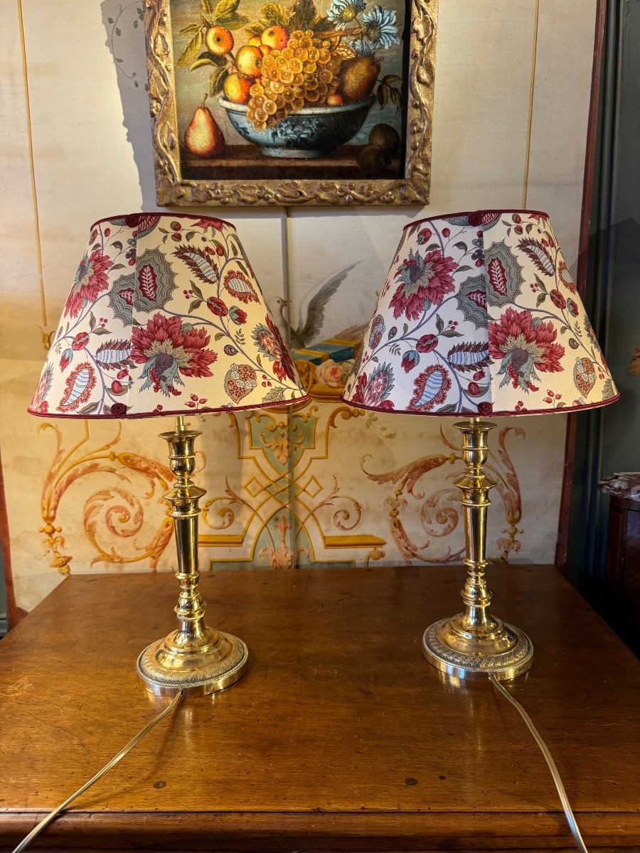 Pair Of Bronze Lamps, Height 51 Cm-photo-2