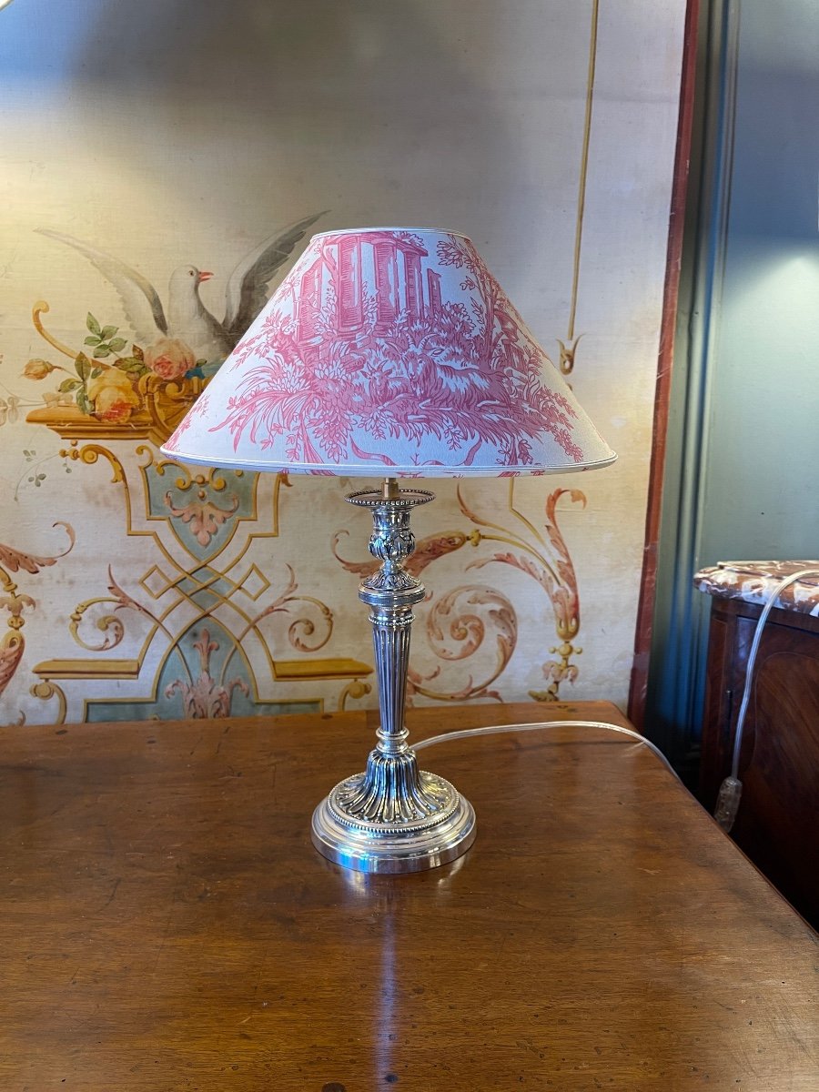 Silver Bronze Lamp, Height 42.5 Cm-photo-2