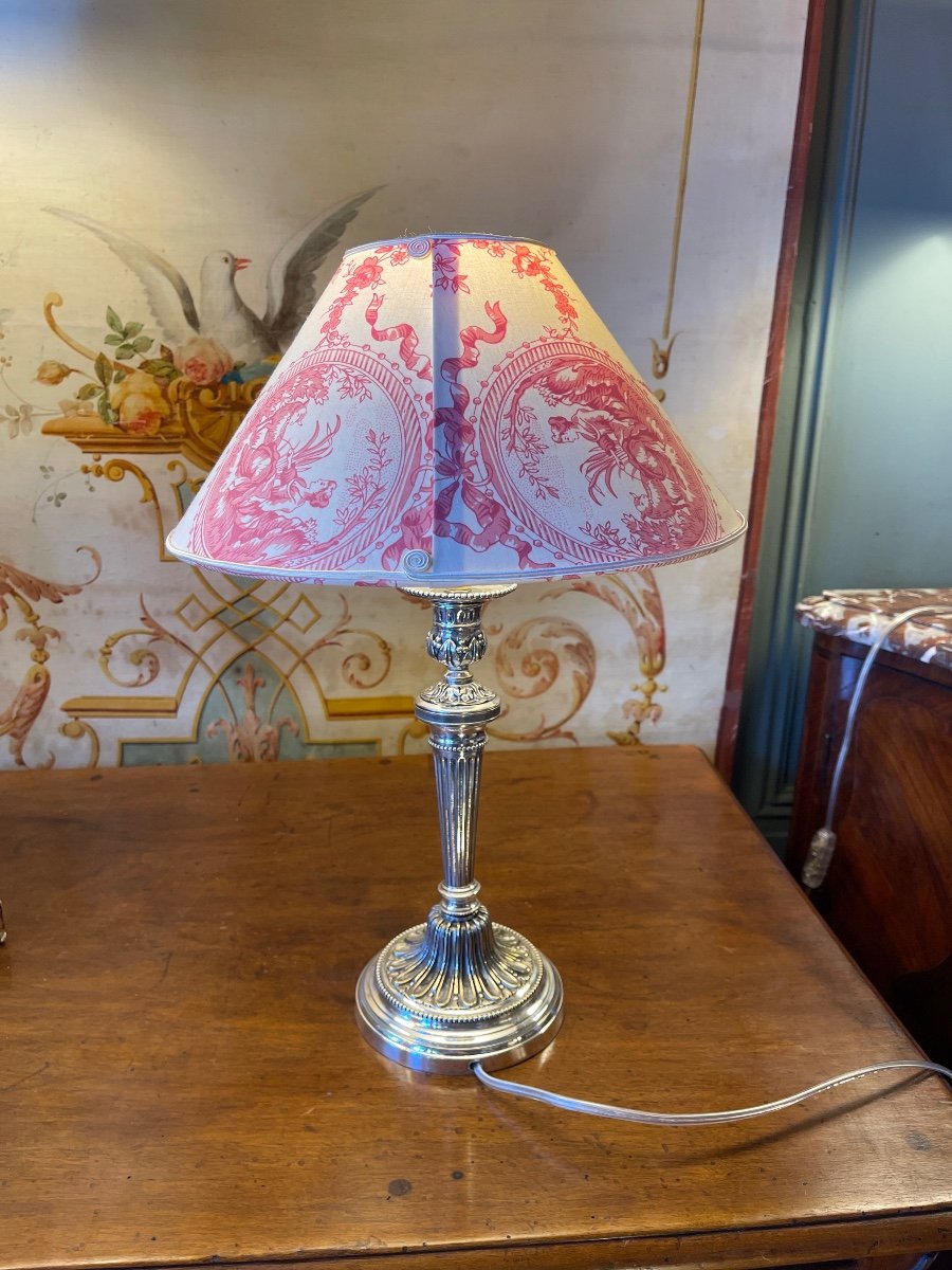 Silver Bronze Lamp, Height 42.5 Cm-photo-3