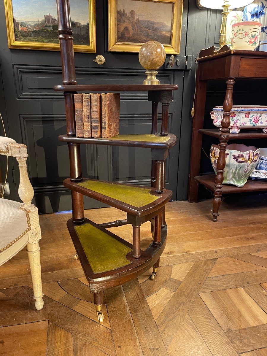 Large Library Step Stool On Wheels-photo-1