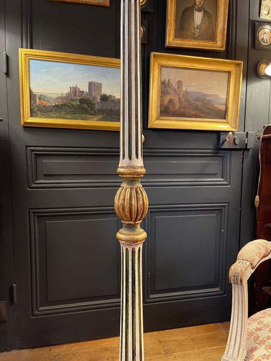 Polychrome Painted Wood Floor Lamp, Height 157 Cm-photo-2