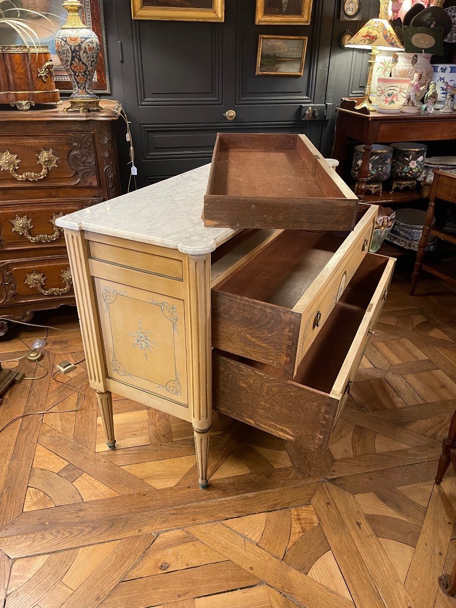 Commode En Bois Peint Style Louis XVI-photo-3