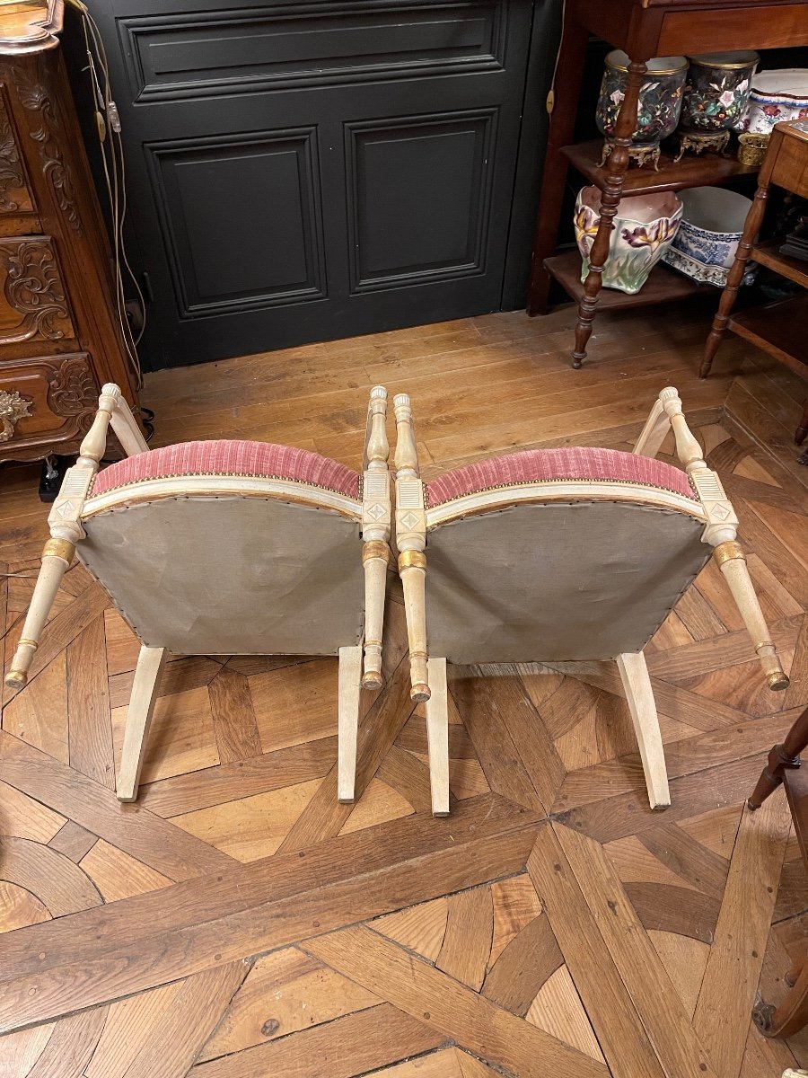 Pair Of Painted Wooden Armchairs-photo-7