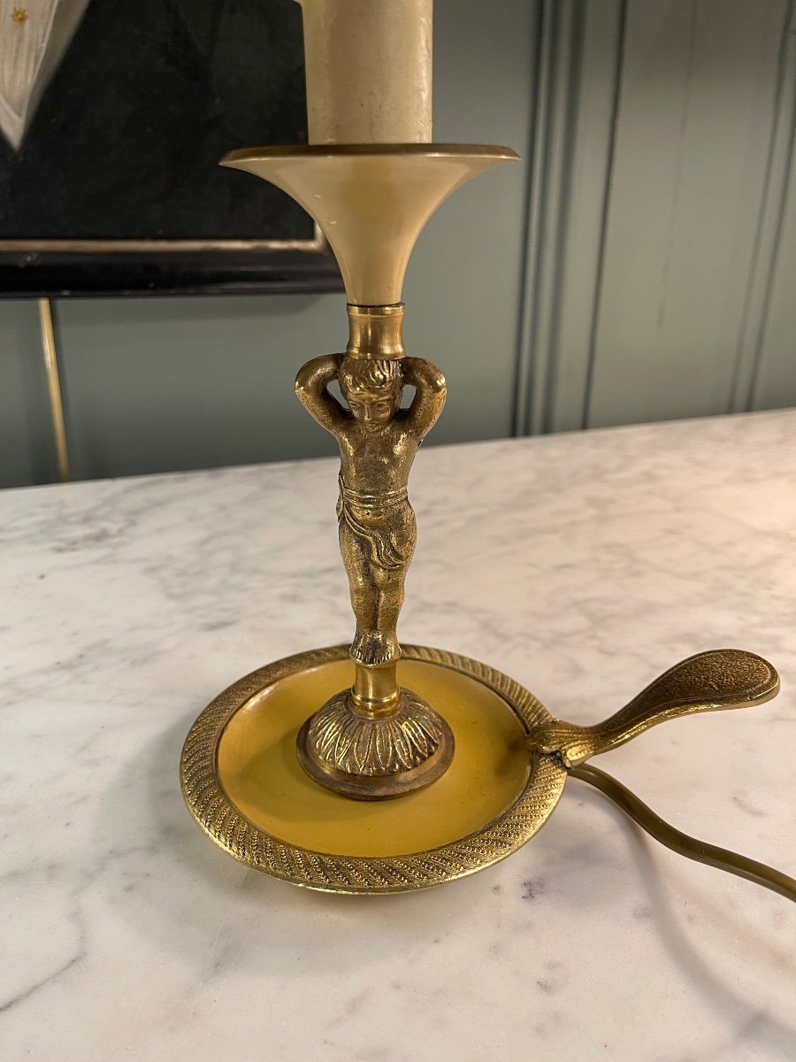 Small Bouillotte Lamp With Putto Decor, Height 38 Cm-photo-2