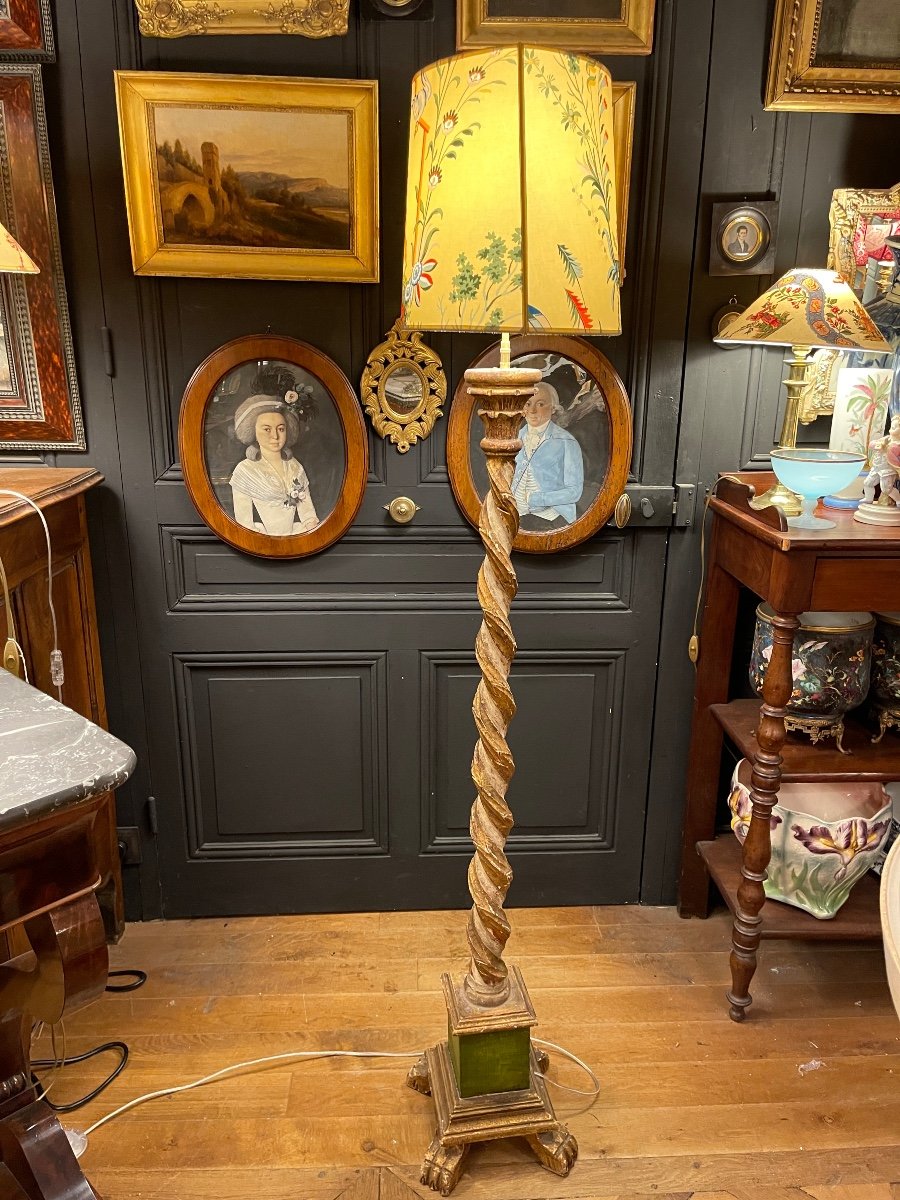 Twisted Painted Wood Floor Lamp, Height 161 Cm-photo-3