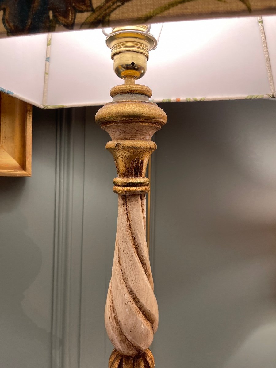 Large Tripod Lamp In Painted Wood, Height 91 Cm-photo-4