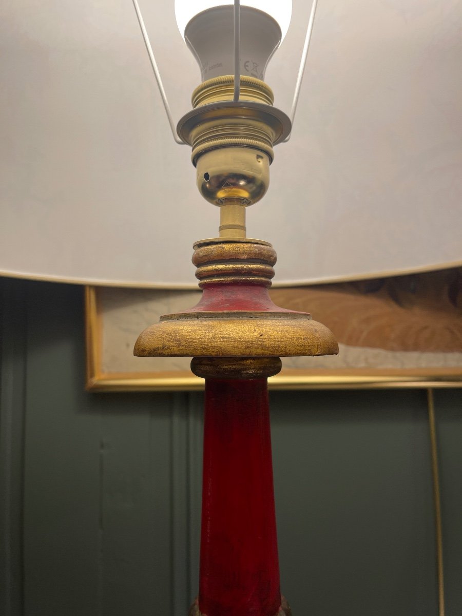 Large Tripod Lamp In Painted Wood, Height 86 Cm-photo-4