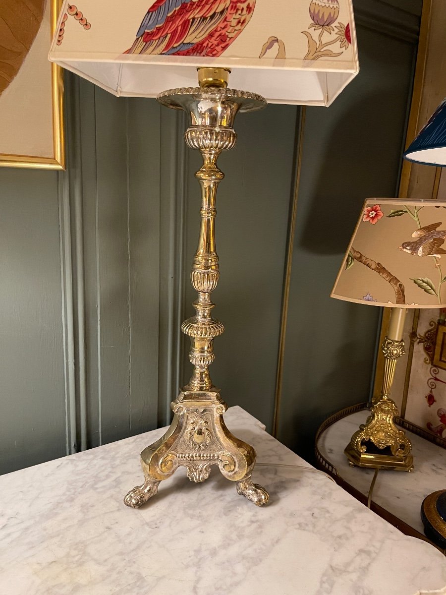 Large Bronze Tripod Lamp, Height 76 Cm-photo-3