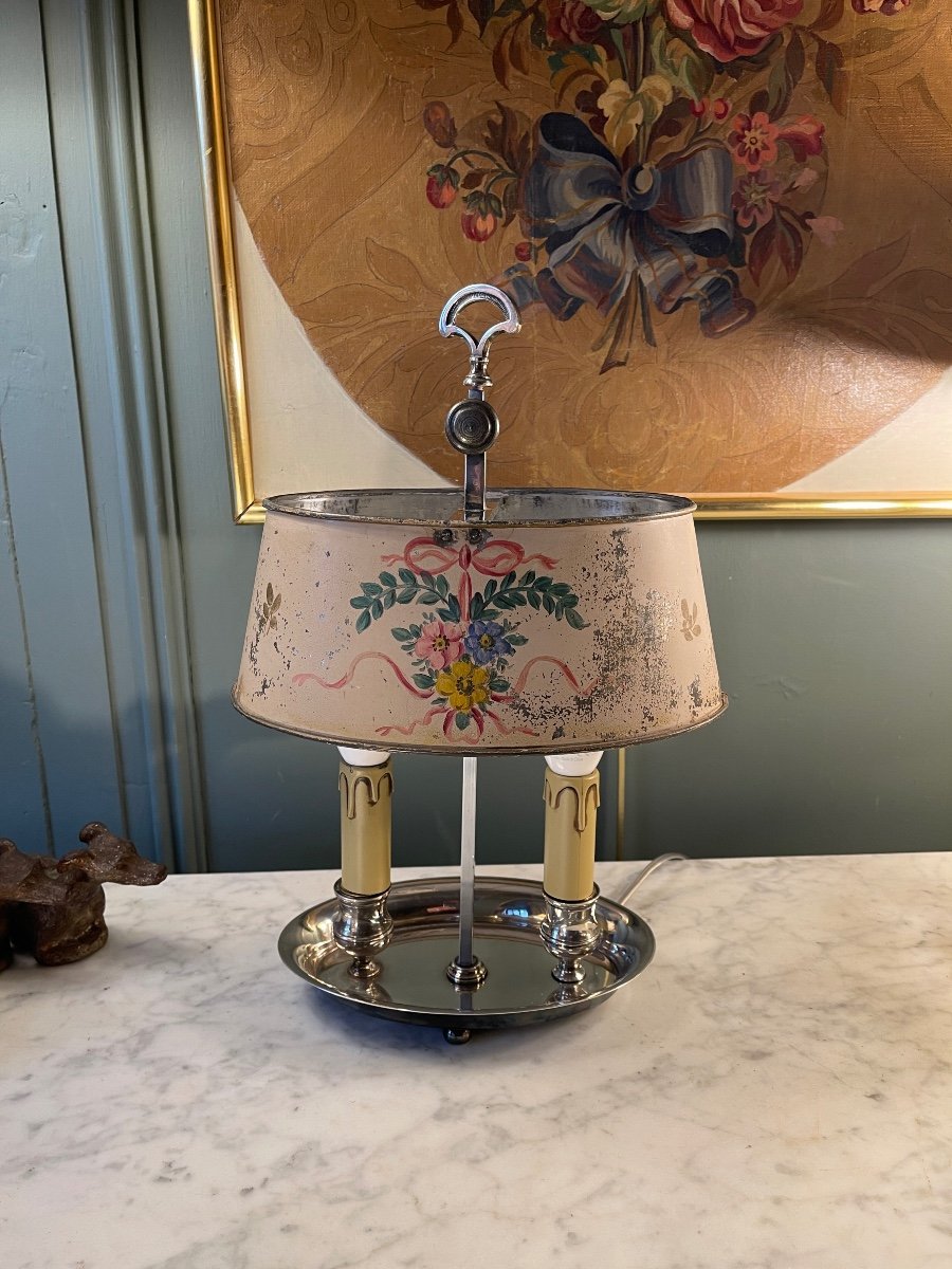 Bouillotte Lamp With Floral Decor, Height 37 Cm-photo-2