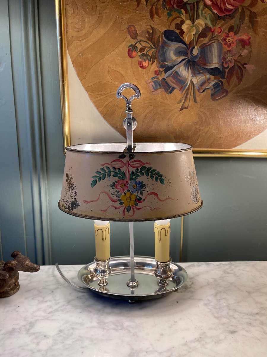 Bouillotte Lamp With Floral Decor, Height 37 Cm-photo-4