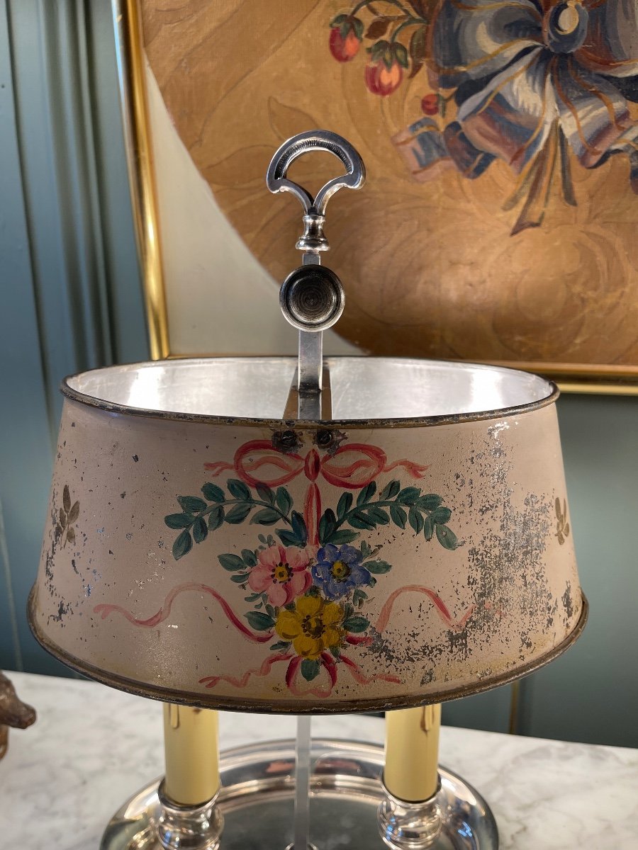 Bouillotte Lamp With Floral Decor, Height 37 Cm-photo-3