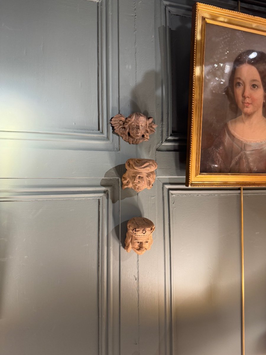 19th Century Carved Wooden Angel Heads-photo-3