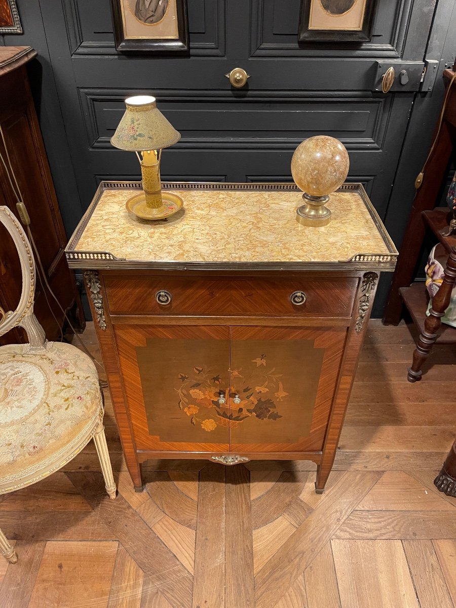 Small Louis XVI Style Marquetry Cabinet-photo-3