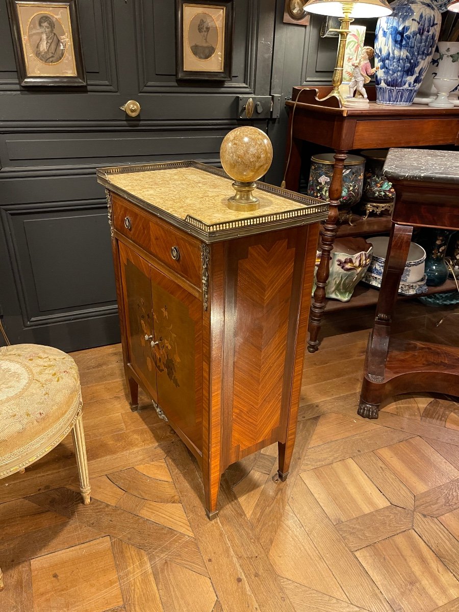 Small Louis XVI Style Marquetry Cabinet-photo-4