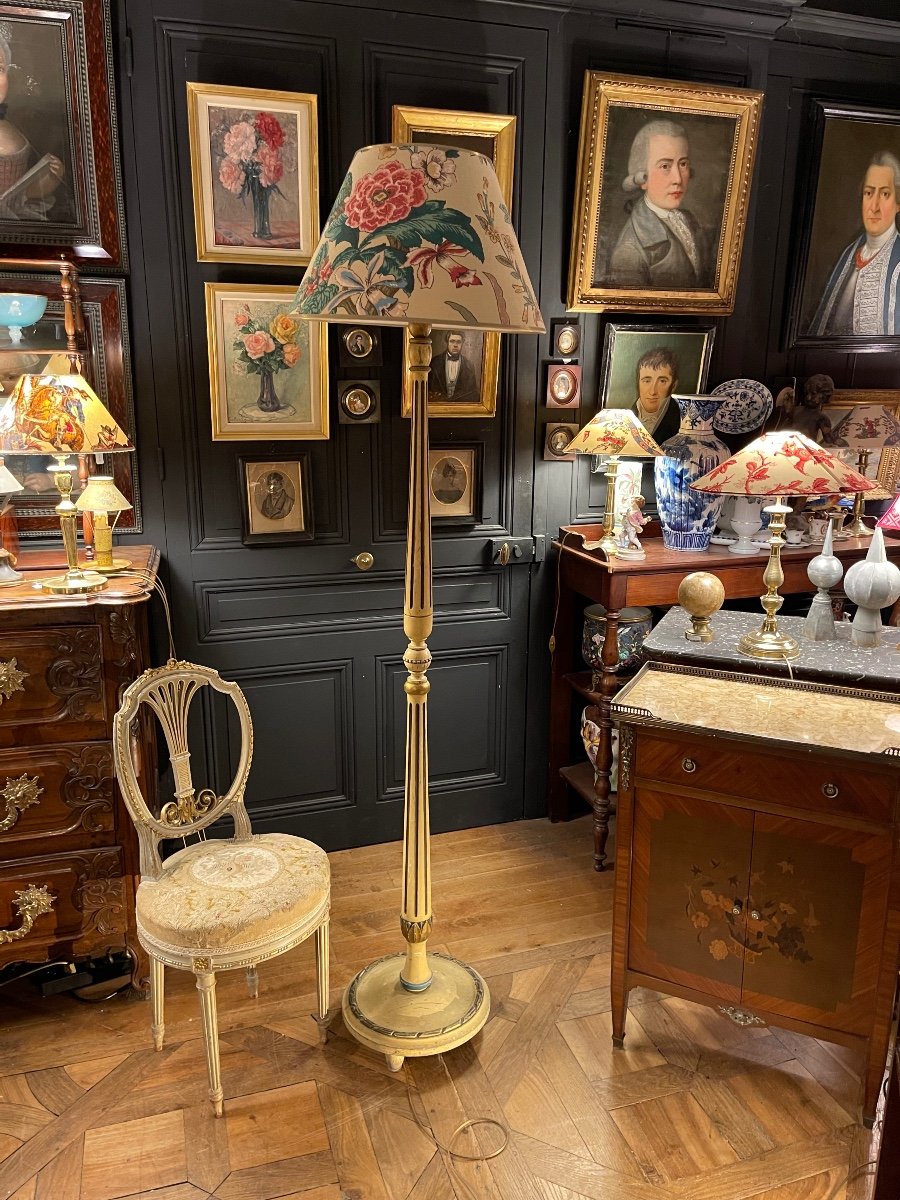 Large Painted Wooden Floor Lamp, Height 188 Cm-photo-3