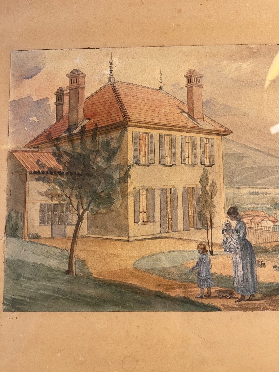 Maison Animée, Aquarelle  XIXème-photo-3