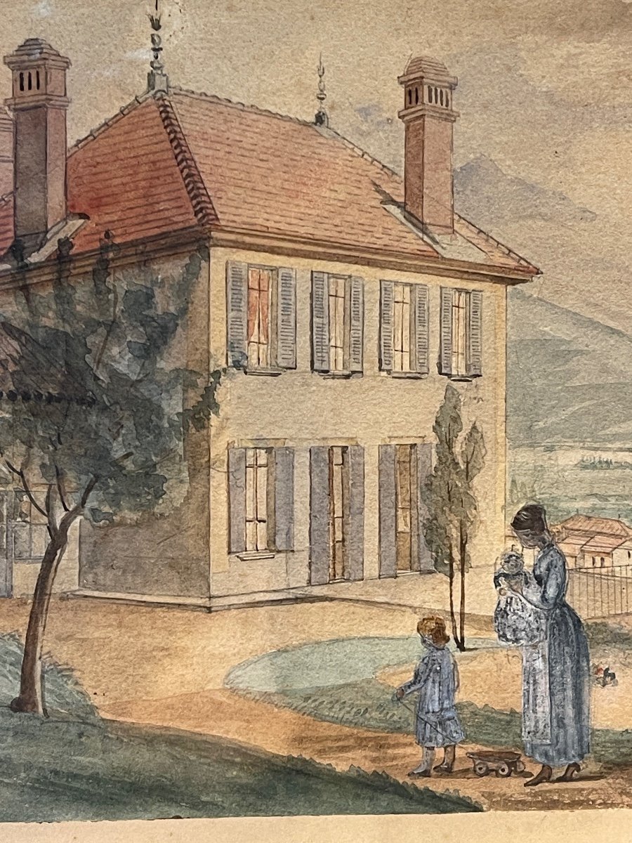 Maison Animée, Aquarelle  XIXème-photo-4