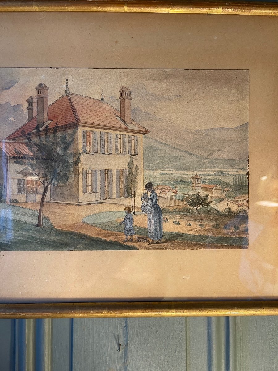 Maison Animée, Aquarelle  XIXème-photo-3