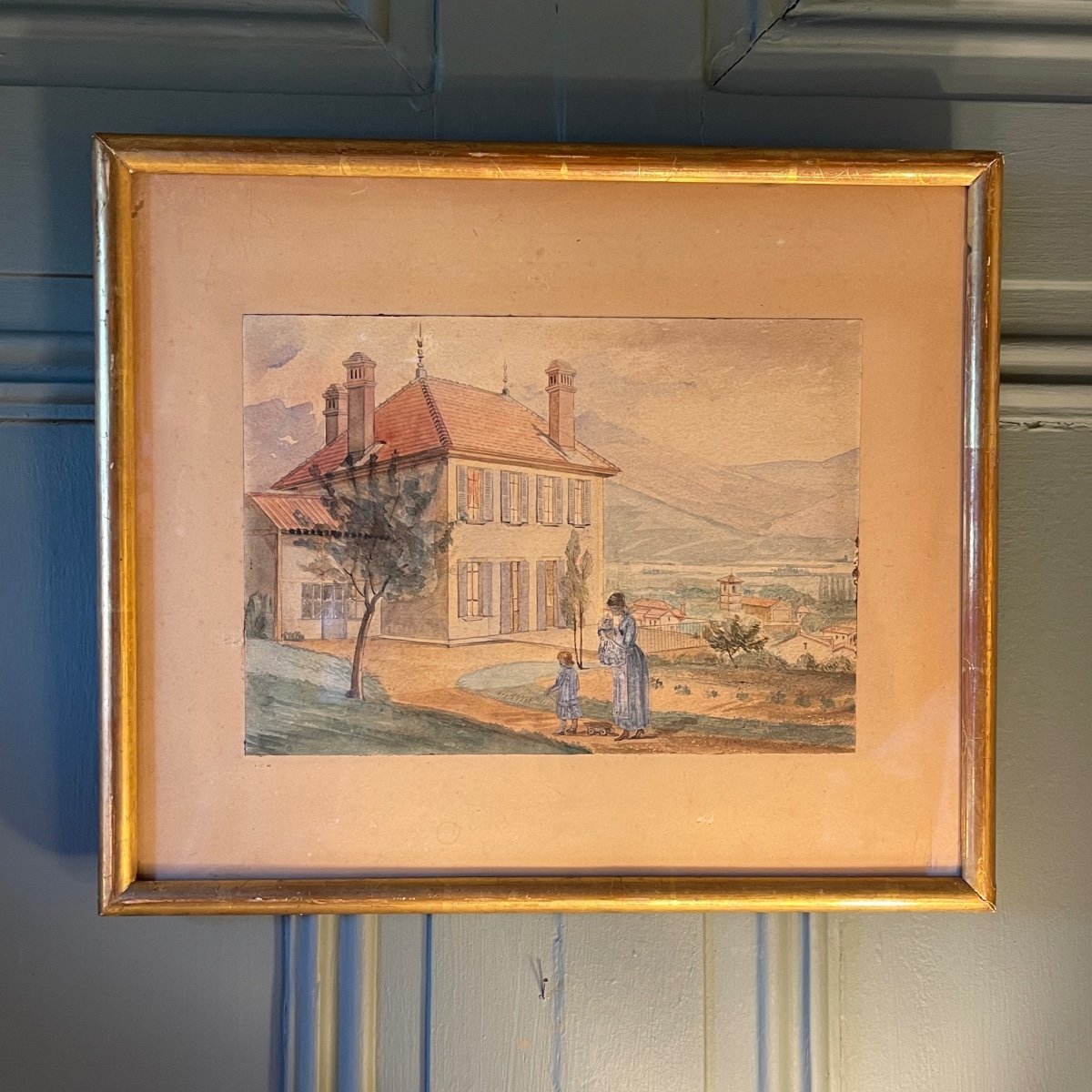 Maison Animée, Aquarelle  XIXème