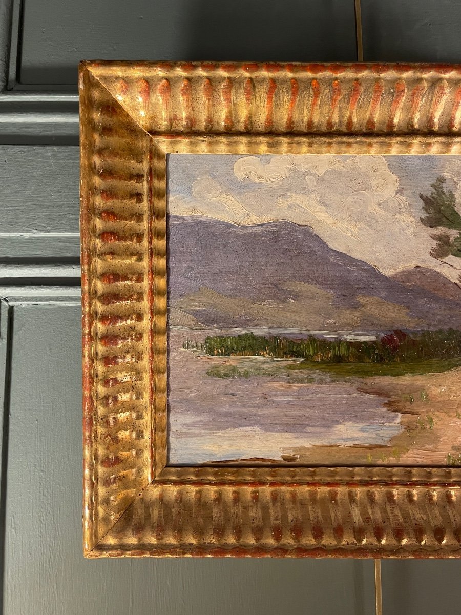 Clovis Terraire Mountain Lake Edge, 19th Century-photo-2