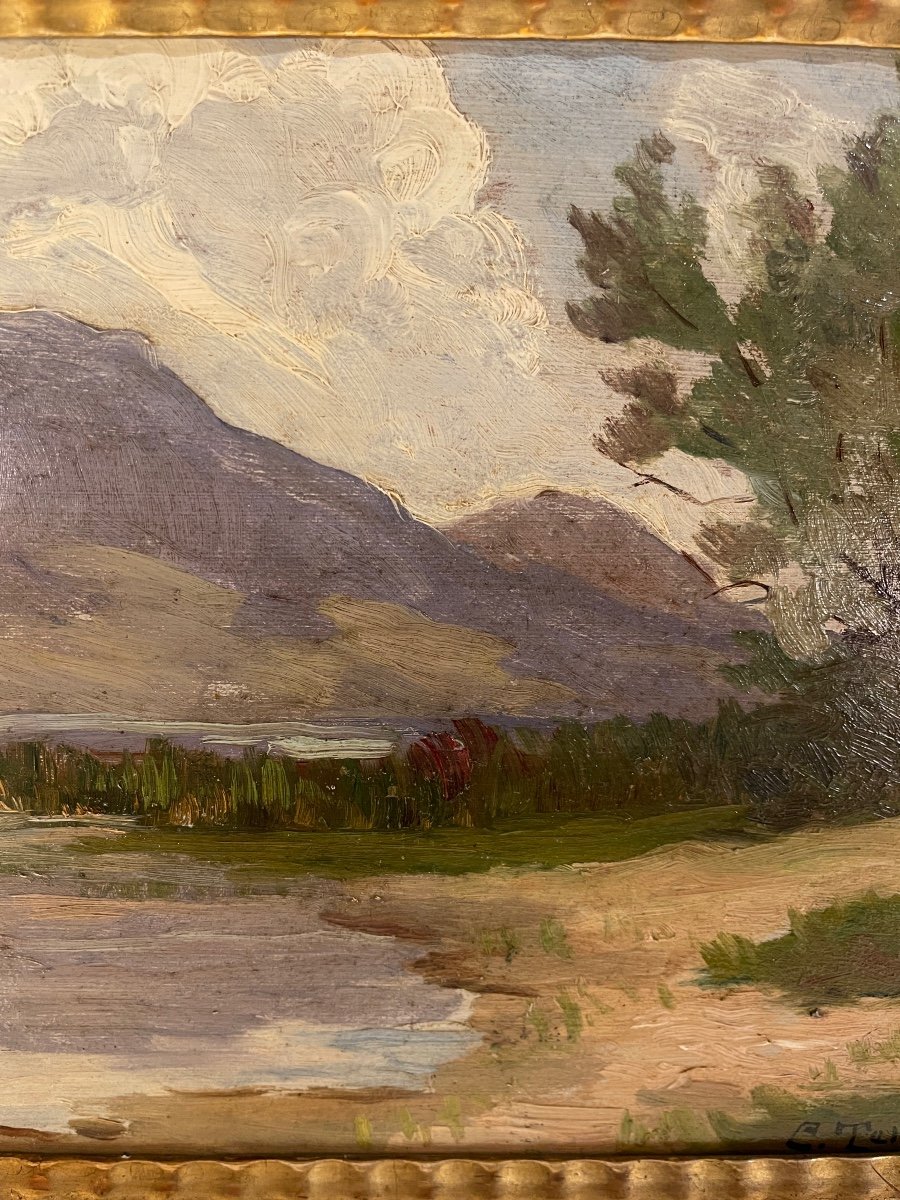 Clovis Terraire Mountain Lake Edge, 19th Century-photo-4