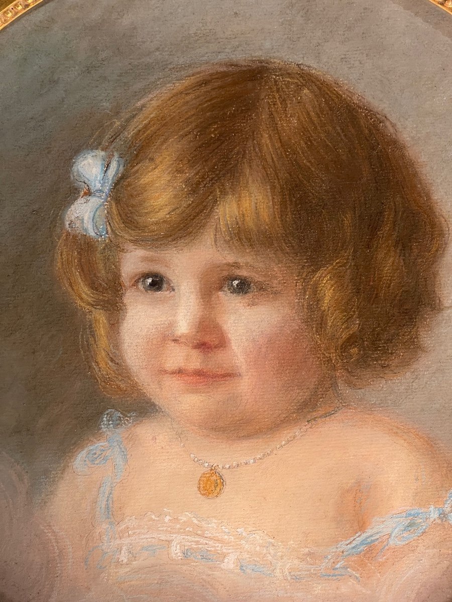 Portrait d&#039;Une Petite Fille, Pastel Dat&eacute; 1919-photo-2