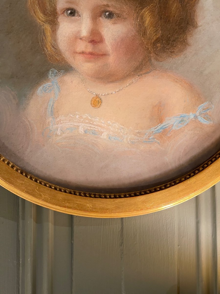 Portrait d&#039;Une Petite Fille, Pastel Dat&eacute; 1919-photo-2