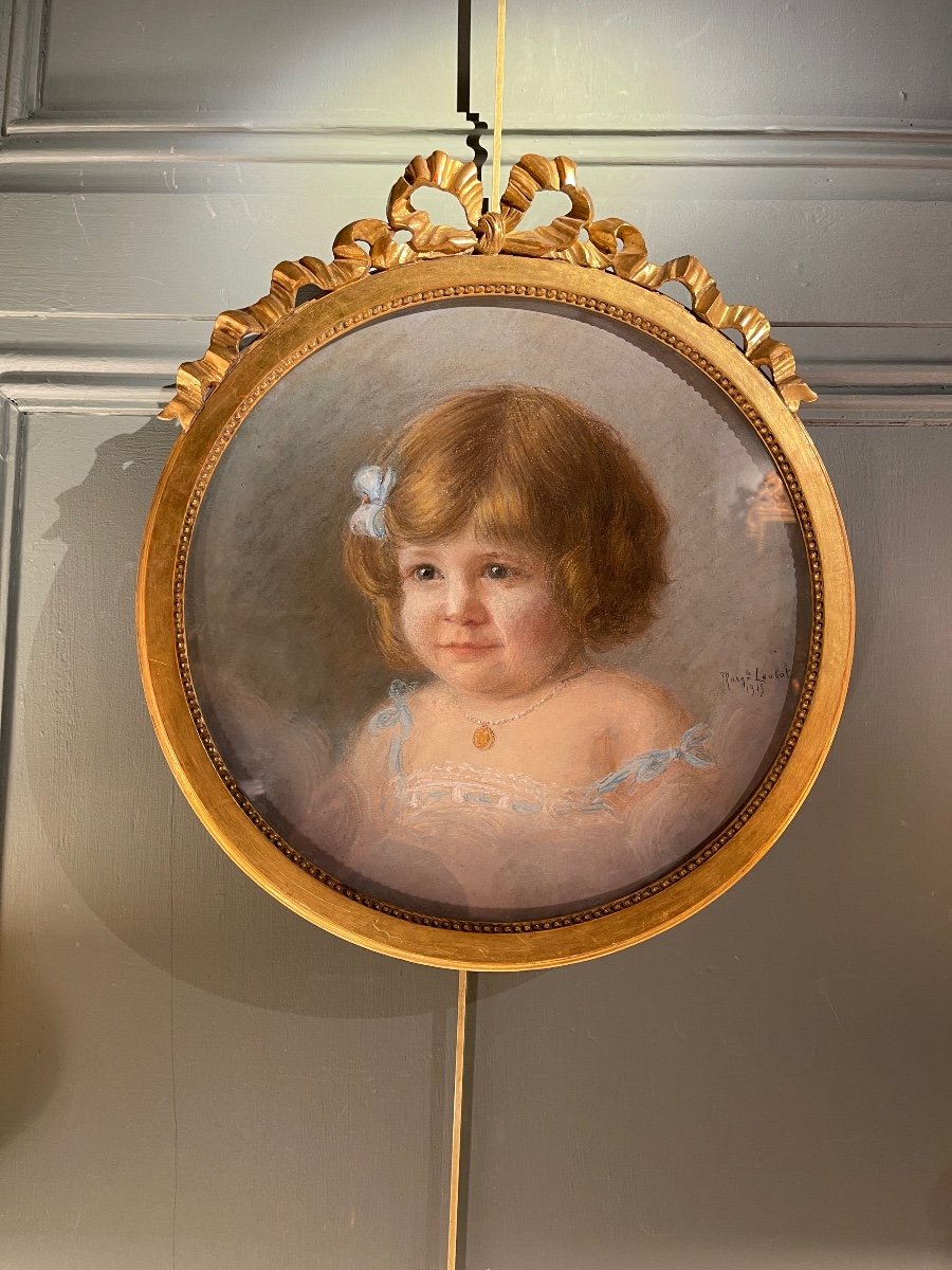 Portrait d&#039;Une Petite Fille, Pastel Dat&eacute; 1919-photo-4