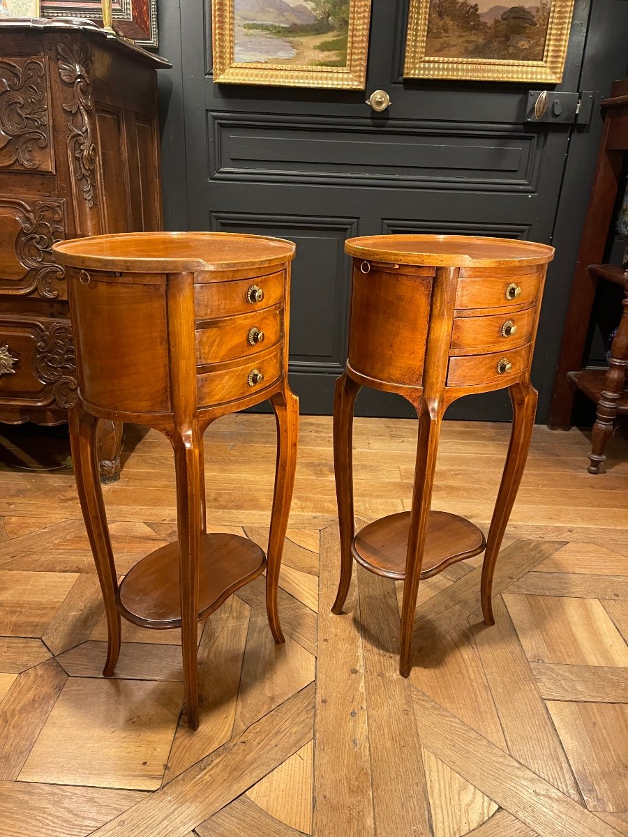 Pair Of Drum Shaped Bedside Tables-photo-2