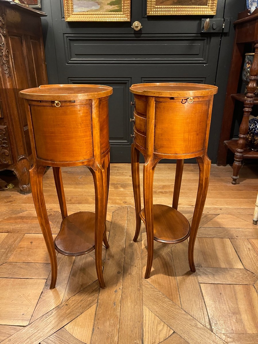 Pair Of Drum Shaped Bedside Tables-photo-3