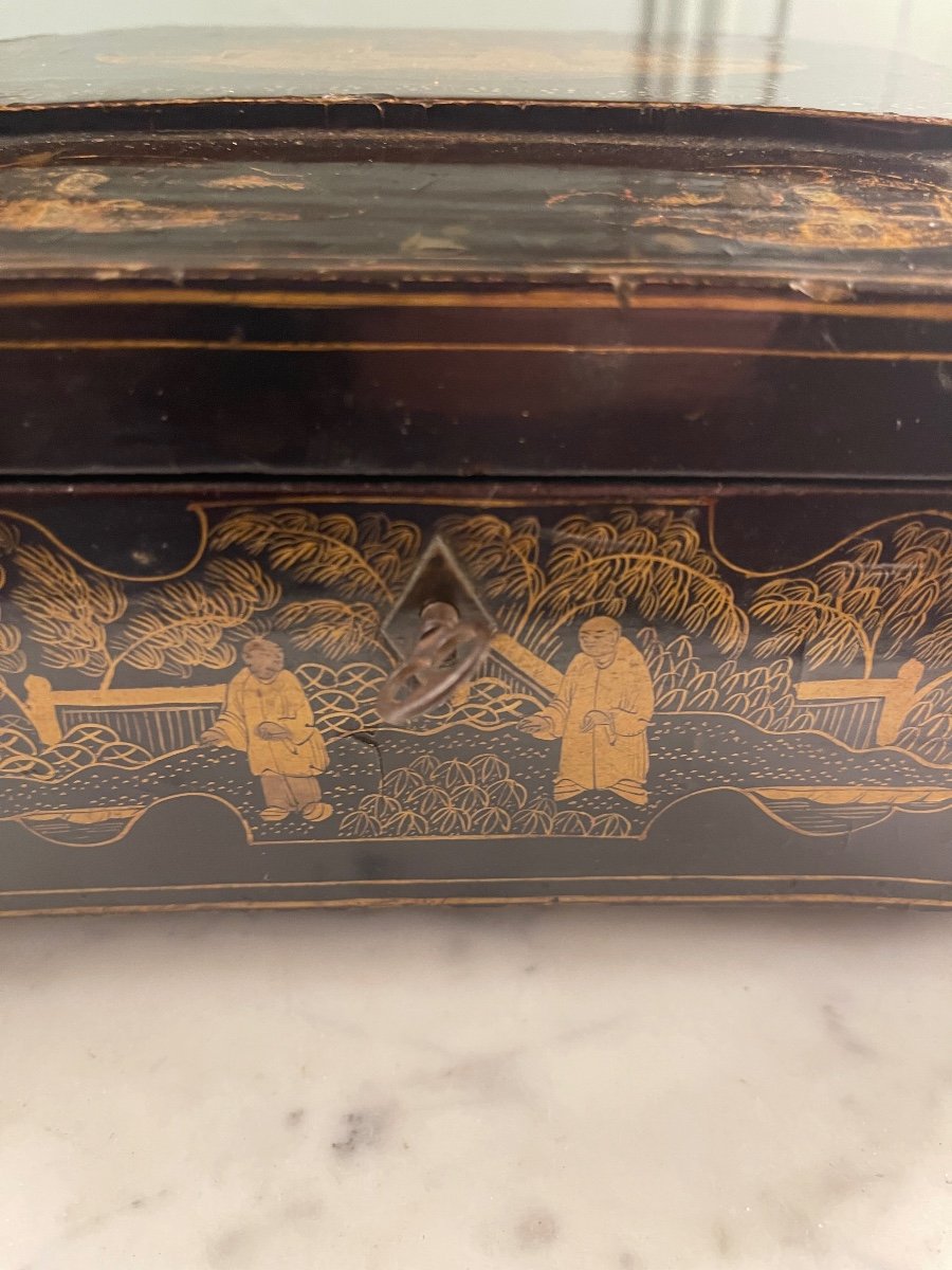 19th Century Lacquer Sewing Box-photo-6