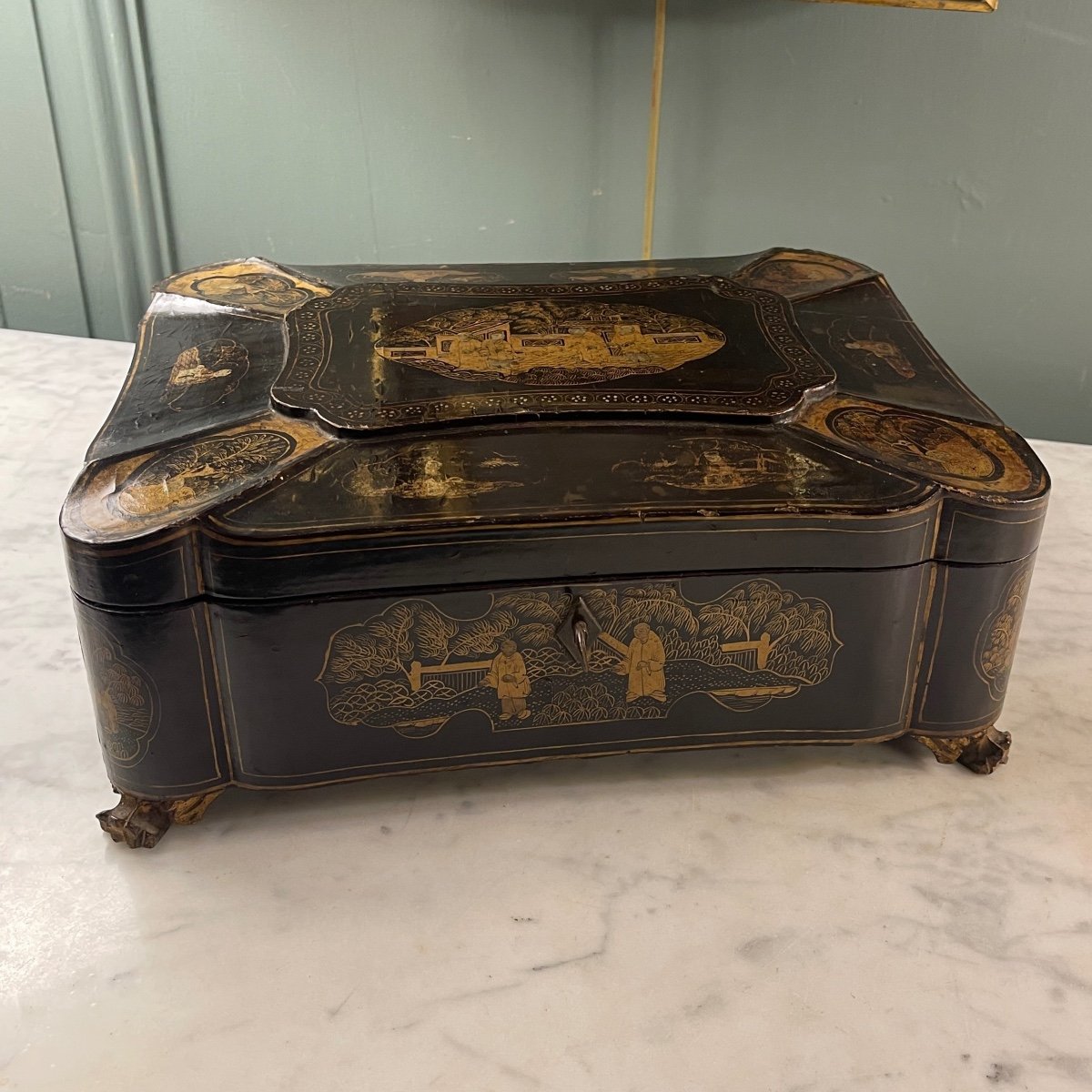 19th Century Lacquer Sewing Box