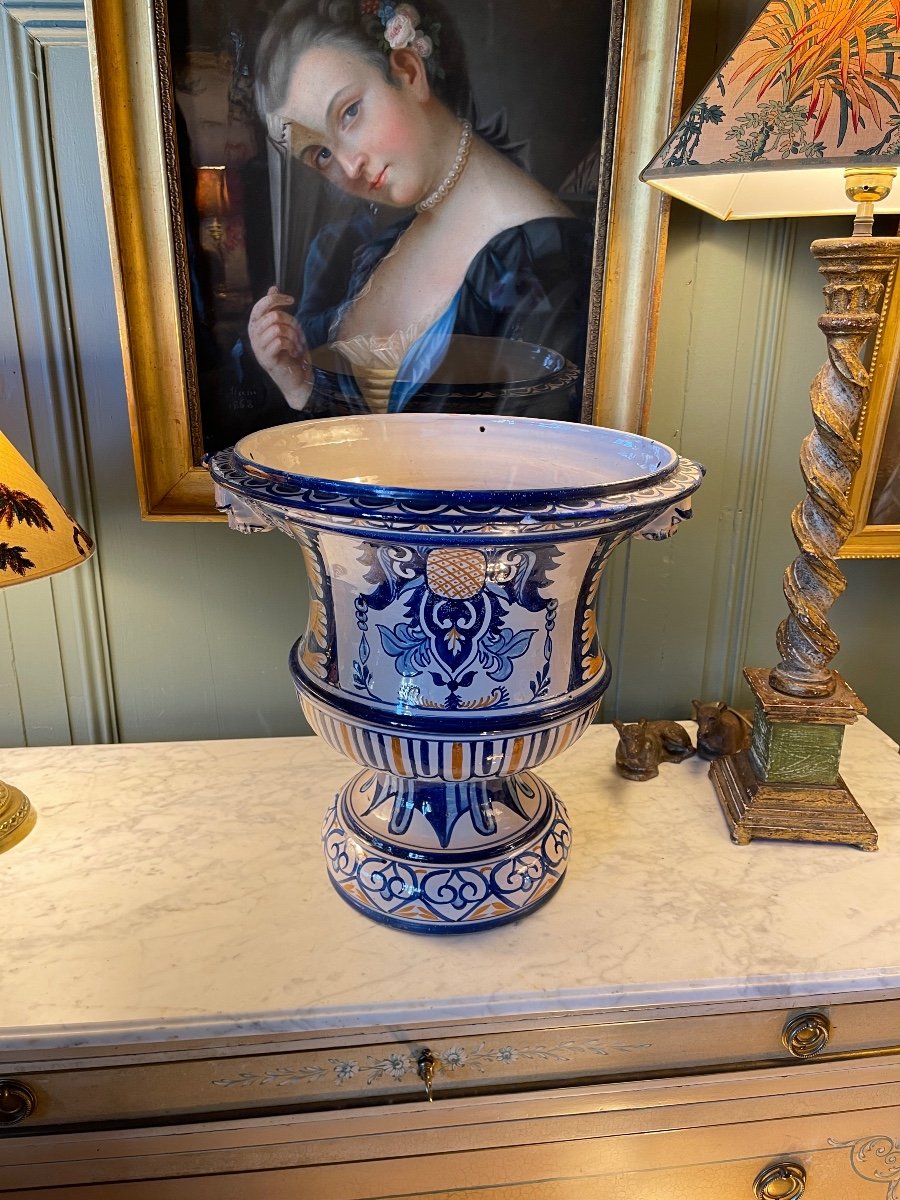 Grand Cache Pot En Faience de Nevers XIXème, Antoine Montagnon-photo-2