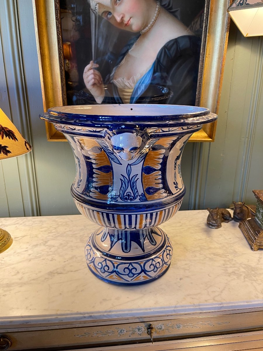 Grand Cache Pot En Faience de Nevers XIXème, Antoine Montagnon-photo-3