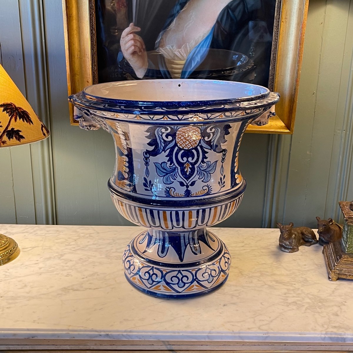 Grand Cache Pot En Faience de Nevers XIXème, Antoine Montagnon